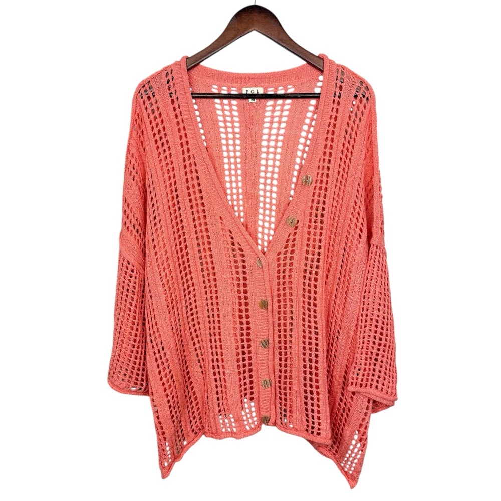 POL Open Knit Oversized Sweater Orange